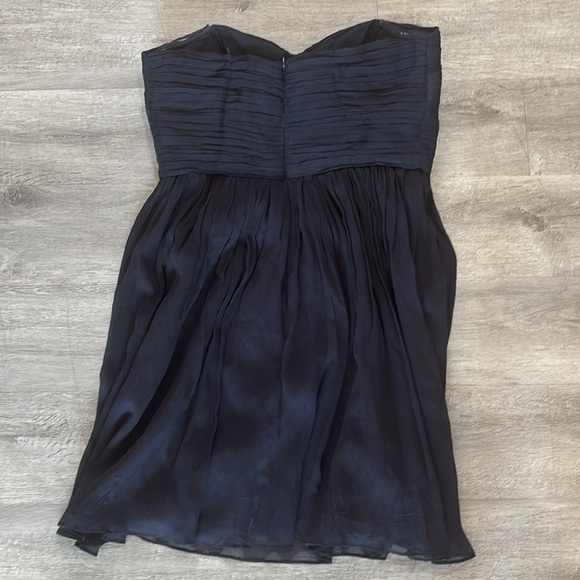 J. Crew Arabelle Size 14 Dress Navy Silk Chiffon Formal Bridesmaid Strapless - Picture 9 of 9